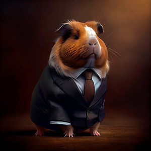 Stattliches Porträt eines Hamsters in einem schicken Anzug