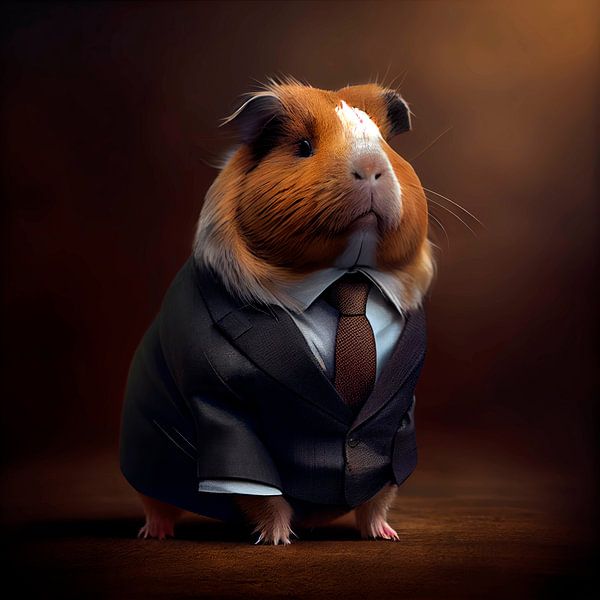 Stately portrait of a Hamster in a fancy suit by Maarten Knops
