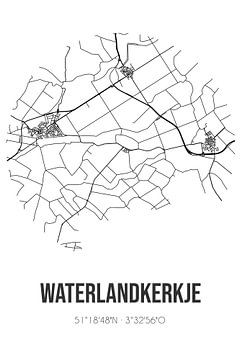 Waterlandkerkje (Zeeland) | Landkaart | Zwart-wit van MijnStadsPoster