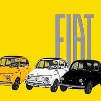 Fiats 500 op geel