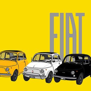 Fiats 500 on yellow by Jole Art (Annejole Jacobs - de Jongh)
