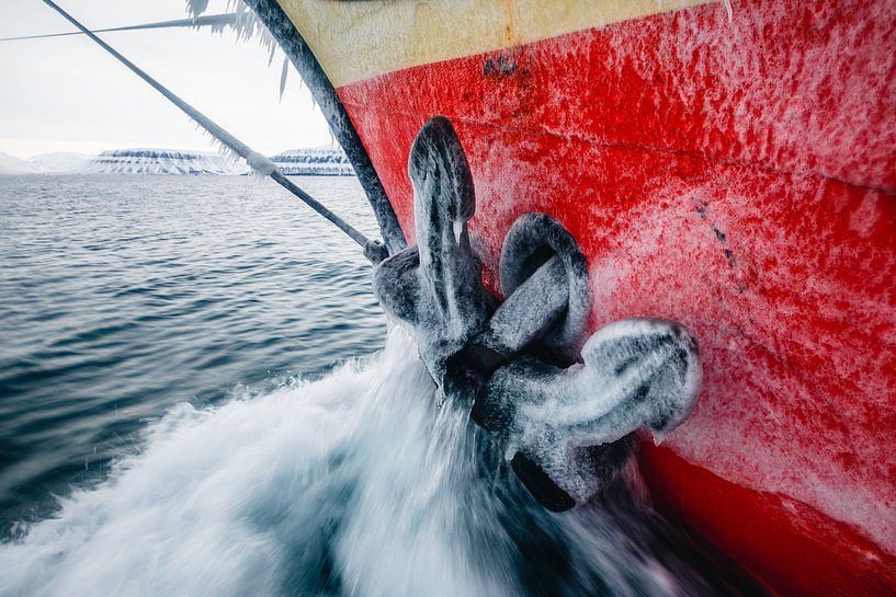 Gefrorener Anker auf dem Segelschiff Noorderlicht von Martijn Smeets