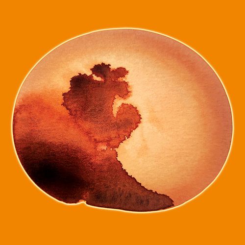 TANGERINE GLOW AQUA EMBER 994 - Warme Aquarel Cirkel in Levendig Kleurrijk Oranje