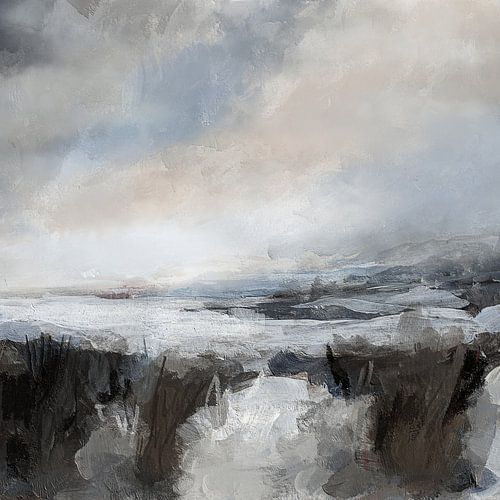 Winterochtend. Modern abstract landschap.