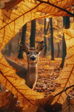 Herten in het bos van Poster Art Shop