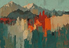 Rugged Beauty in Crimson Flow by Abstract Painting