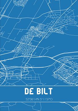 Blauwdruk | Landkaart | De Bilt (Utrecht) van MijnStadsPoster