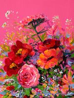 Flowers - Vibrant Flower Bouquet on Canvas