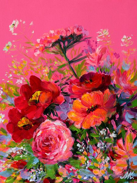 Flowers - Vibrant Flower Bouquet on Canvas by Marina Kozyr