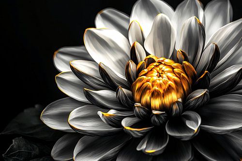 Witte bloem met gouden accenten