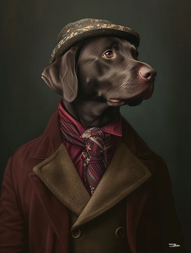 hond in victoriaanse kleding