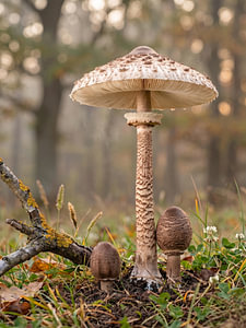 Parasolpilze im Herbstwald