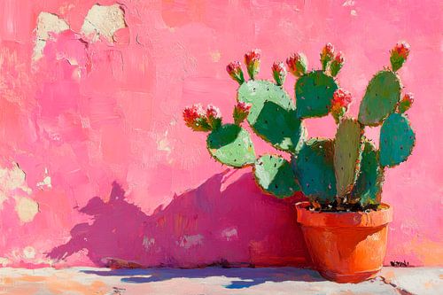 Cactus in front of wall by Poster Art Shop