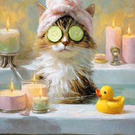 Spa Day Cat Relaxation by IamHome Studio