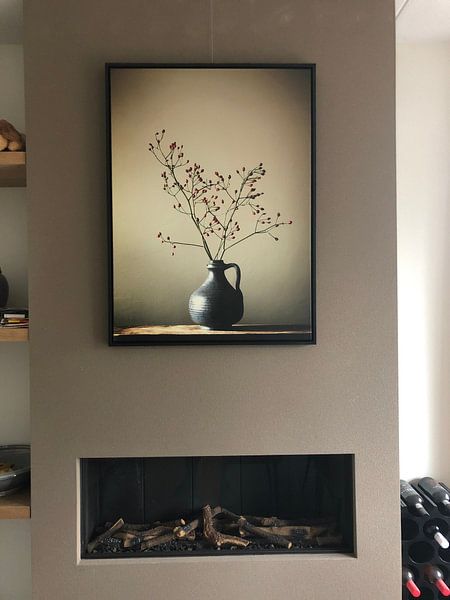 Klantfoto: Blauwe vaas met besjes (gezien bij vtwonen) van Karin Bazuin, op canvas