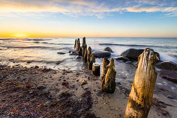 weathered groynes on the beach of the Baltic Sea by Daniela Beyer