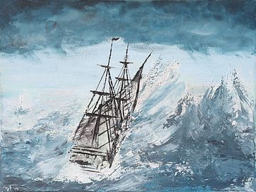 Zeilschip in een storm van silke.art - Silke Hemelt -