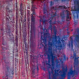 Abstrakte Malerei, Lila, Rosa, Blau, Weiß, Silber von Joriali Abstrakte Kunst