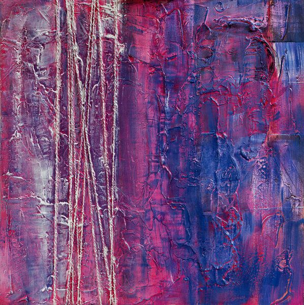 Abstrakte Malerei, Lila, Rosa, Blau, Weiß, Silber von Joriali Abstrakte Kunst