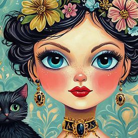 Large Eyes | Frau mit farbigen Augen von Blickfänger Gemälde