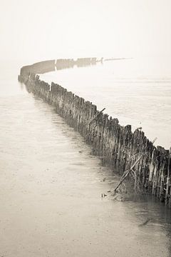 Sea wall in the fog by robert wierenga