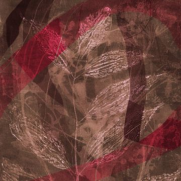 Bladeren in bruin. Modern abstract botanisch. van Dina Dankers