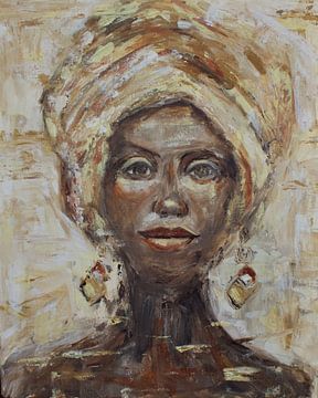 African woman yellow van Mieke Daenen