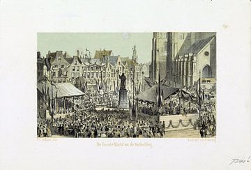 Carel Christiaan Antony Last, Grote Markt après l'inauguration de la statue de Laurens Coster, 1856
