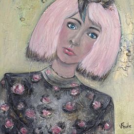 Het meisje met het roze haar/"Vleugels van het leven" van Veronika Fraile Art