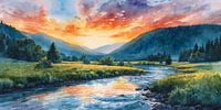 Sunset Over River Valley