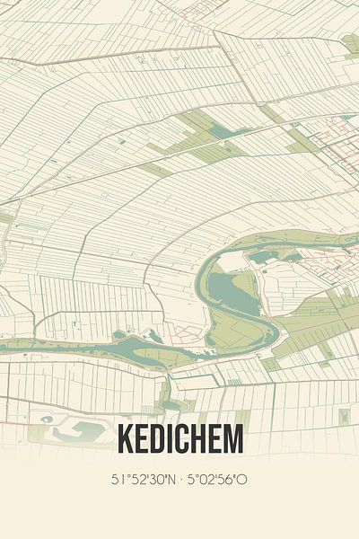 Vintage map of Kedichem (Utrecht) by Prints of Place