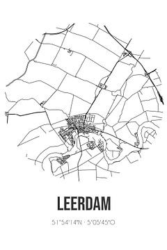 Leerdam (Utrecht) | Landkaart | Zwart-wit van MijnStadsPoster