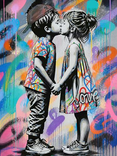 Pop Art Print – Modern Abstract Wall Art – Children's Love – Art for the Living Room – Urban Street Art Print