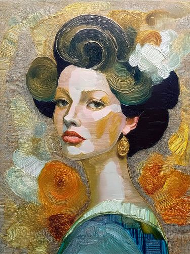 Texturen. Porträt einer eleganten Frau im Retro-Look. Serie: Buntes Retro -14