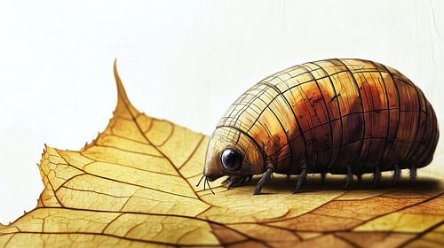 Houtkever op een droog blad