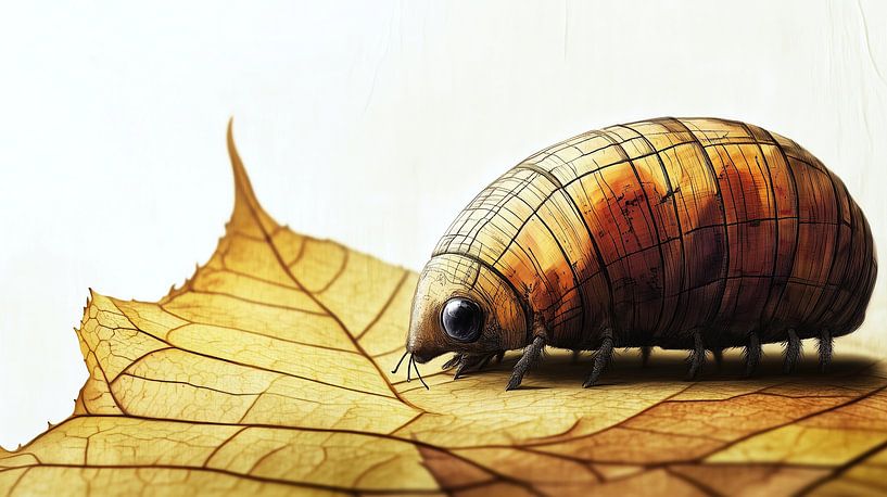Holzkäfer auf trockenem Blatt von Frank Heinz