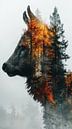 multiple exposure tussen dier en natuur van Gelissen Artworks thumbnail