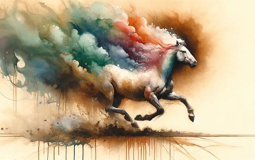 Galopperende paardenkleurburst