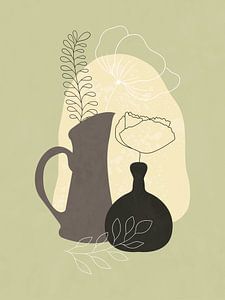 Minimalistisches Stillleben mit einem Krug und einer Vase