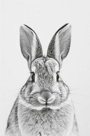 Rabbit portrait in black and white by Poster Art Shop