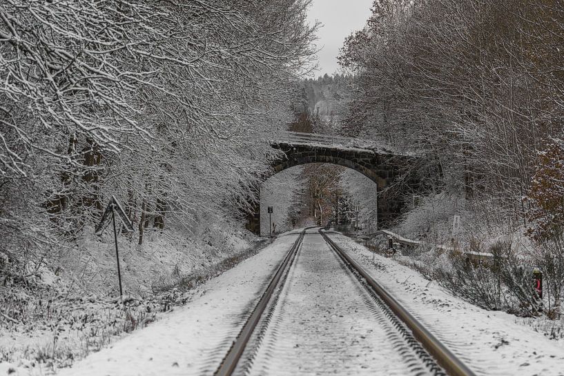Alte Eisenbahnbrücke im Winter von Holger W. Spieker