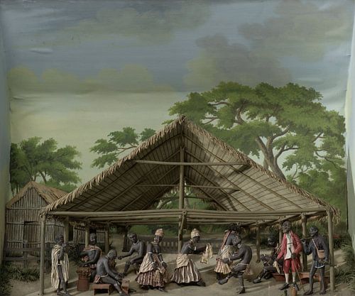 Diorama d'une danse d'esclave, Gerrit Schouten, 1830