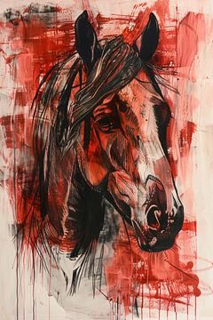Abstract schilderij van een paard in actie van Art & Soul Creations