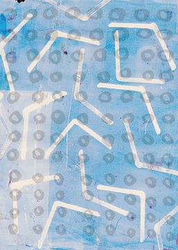 Modern abstract lichtblauw en wit van Dina Dankers