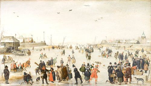 Hendrick Avercamp. IJsvermaak op bevroren kanaal