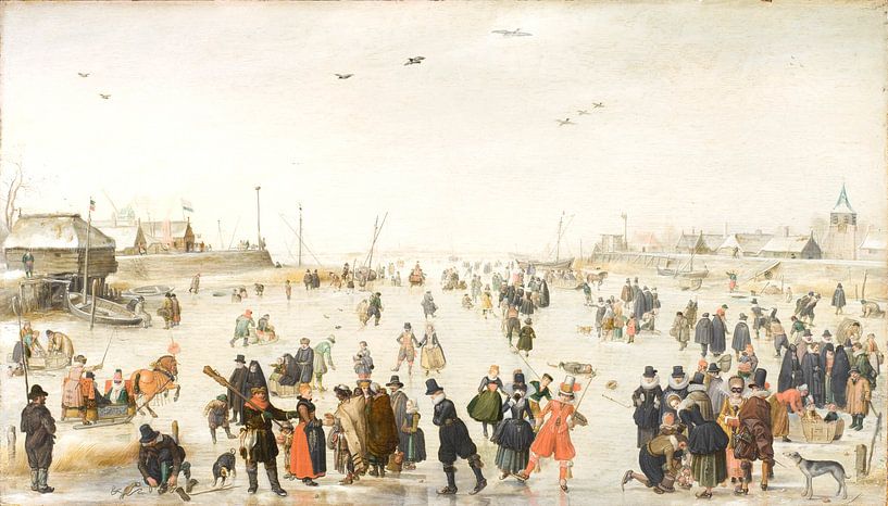 Hendrick Avercamp. IJsvermaak op bevroren kanaal van 1000 Schilderijen