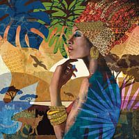 African beauty in African landscape with Cheeta