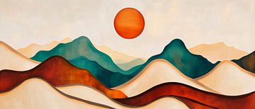 Coucher de soleil sur des collines douces sur Poster Art Shop