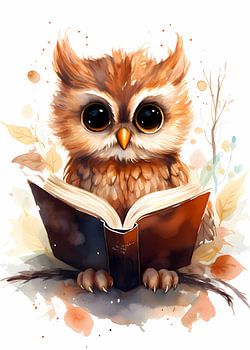 Owl reading book