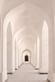 White arches in a Kalan Mosque | travel photography print | Bukhara Uzbekistan